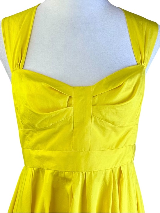 French Connection Yellow Fit-and-Flare Mini Dress Size 4 - Picture 4 of 11
